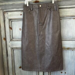 Frankie Shop Faux Leather Gray Midi Pencil Skirt Size L